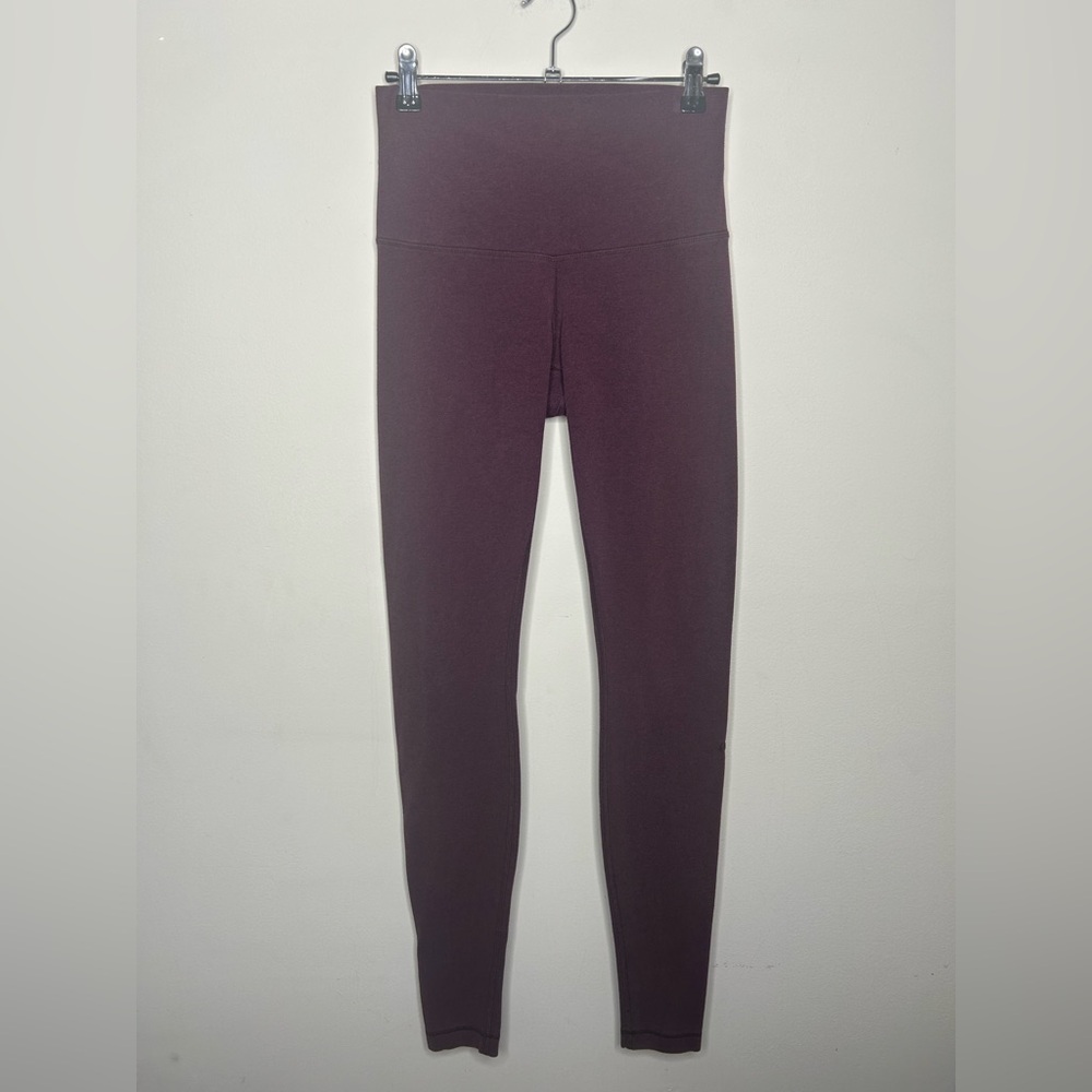 Lululemon Wunder Under Pant Cotton Roll Down Heathered Bordeaux Drama Red size 4 - Picture 5 of 10